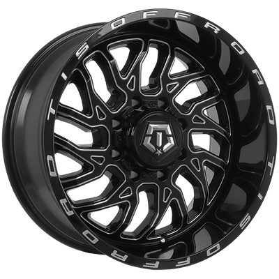TIS Wheels - 544BM - Black - Gloss Black - Milled Edge - 20" x 10", -25 Offset, 8x170 (Bolt pattern), 125.20mm HUB