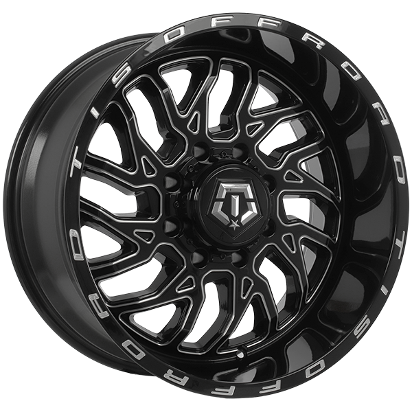 TIS Wheels - 544BM - Black - Gloss Black - Milled Edge - 20" x 10", -25 Offset, 8x170 (Bolt pattern), 125.20mm HUB