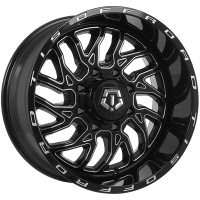 TIS Wheels - 544BM - Black - Gloss Black - Milled Edge - 20" x 10", -25 Offset, 8x180 (Bolt pattern), 124.30mm HUB