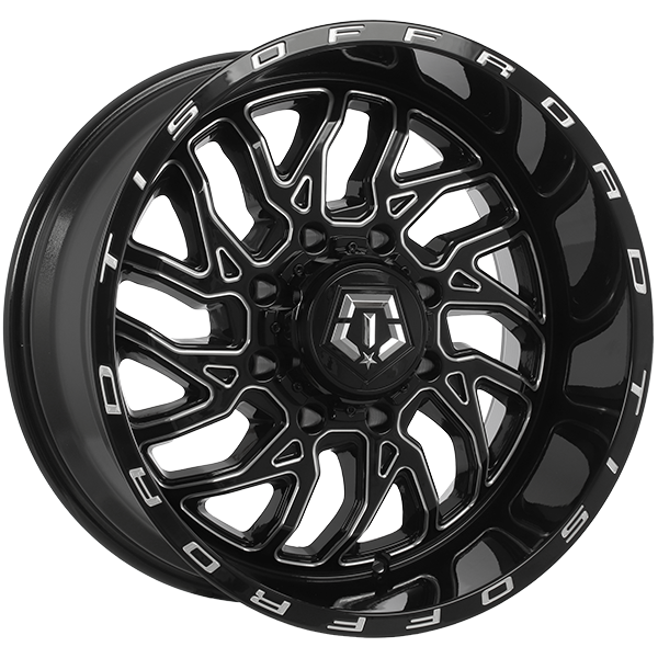 TIS Wheels - 544BM - Black - Gloss Black - Milled Edge - 20" x 10", -25 Offset, 8x180 (Bolt pattern), 124.30mm HUB