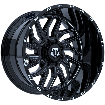 TIS Wheels - 544BM - Black - Gloss Black - Milled Edge - 20" x 12", -44 Offset, 5x139.7/150 (Bolt pattern), 110.10mm HUB