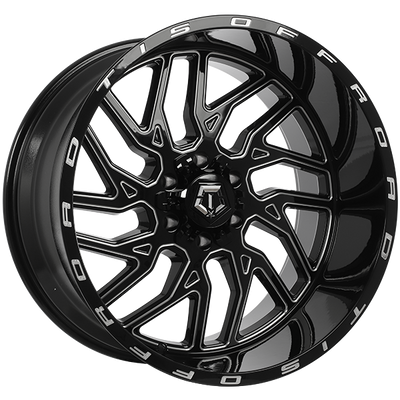 TIS Wheels - 544BM - Black - Gloss Black - Milled Edge - 22" x 12", -44 Offset, 6x135/139.7 (Bolt pattern), 108.10mm HUB