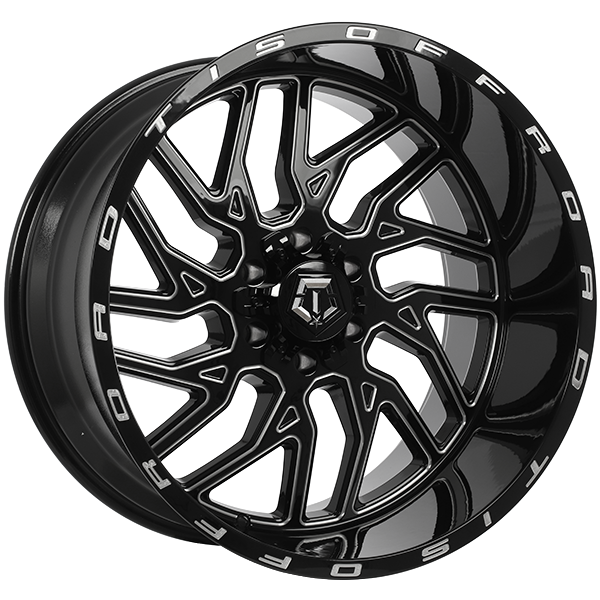 TIS Wheels - 544BM - Black - Gloss Black - Milled Edge - 22" x 12", -44 Offset, 6x135/139.7 (Bolt pattern), 108.10mm HUB