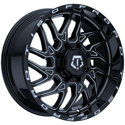 TIS Wheels - 544BM - Black - Gloss Black - Milled Edge - 22" x 12", -44 Offset, 8x165.1 (Bolt pattern), 125.20mm HUB