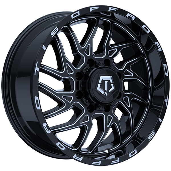 TIS Wheels - 544BM - Black - Gloss Black - Milled Edge - 22" x 12", -44 Offset, 8x165.1 (Bolt pattern), 125.20mm HUB
