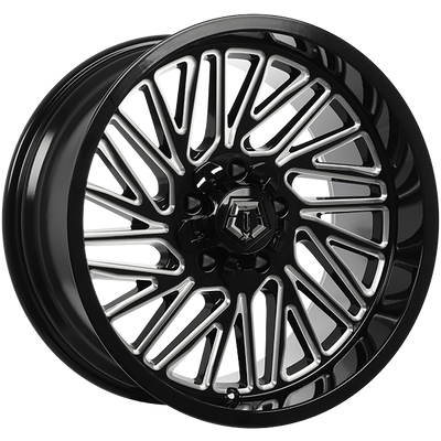 TIS Wheels - 553BM - Black - Gloss Black - Milled Edge - 20" x 10", -12 Offset, 5x127/139.7 (Bolt pattern), 87.10mm HUB