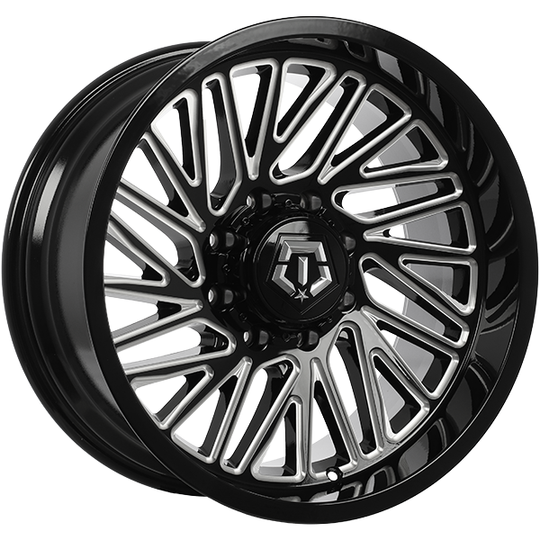 TIS Wheels - 553BM - Black - Gloss Black - Milled Edge - 20" x 10", -12 Offset, 8x165.1 (Bolt pattern), 125.20mm HUB