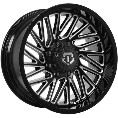 TIS Wheels - 553BM - Black - Gloss Black - Milled Edge - 20" x 10", -12 Offset, 8x170 (Bolt pattern), 125.20mm HUB