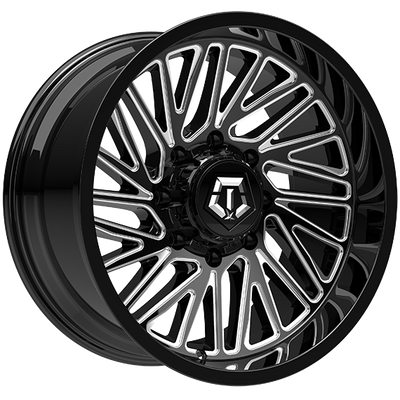 TIS Wheels - 553BM - Black - Gloss Black - Milled Edge - 22" x 10", -12 Offset, 8x180 (Bolt pattern), 124.30mm HUB