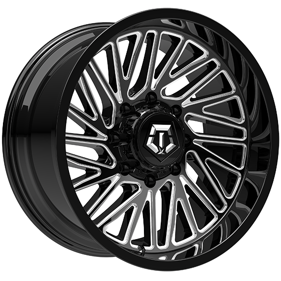 TIS Wheels - 553BM - Black - Gloss Black - Milled Edge - 22" x 10", -12 Offset, 8x180 (Bolt pattern), 124.30mm HUB