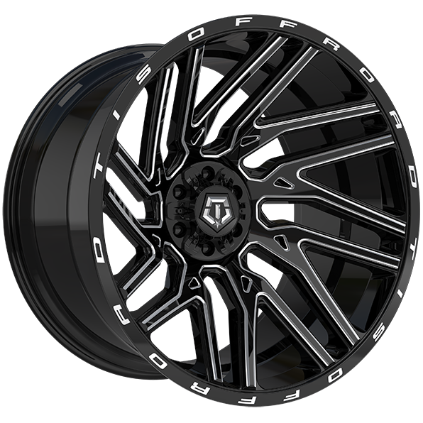 TIS Wheels - 554BM - Black - Gloss Black - Milled Edge - 20" x 10", -19 Offset, 8x165.1 (Bolt pattern), 125.20mm HUB