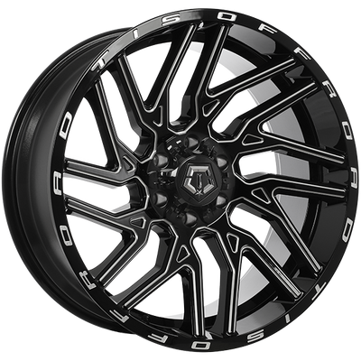 TIS Wheels - 554BM - Black - Gloss Black - Milled Edge - 22" x 10", -19 Offset, 6x135/139.7 (Bolt pattern), 108.10mm HUB