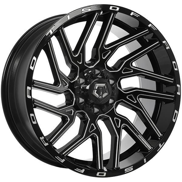TIS Wheels - 554BM - Black - Gloss Black - Milled Edge - 22" x 10", -19 Offset, 6x135/139.7 (Bolt pattern), 108.10mm HUB