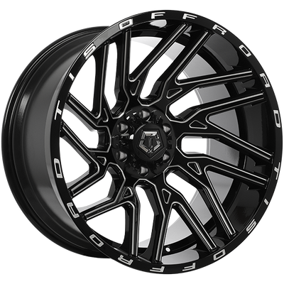 TIS Wheels - 554BM - Black - Gloss Black - Milled Edge - 22" x 12", -44 Offset, 6x135/139.7 (Bolt pattern), 108.10mm HUB