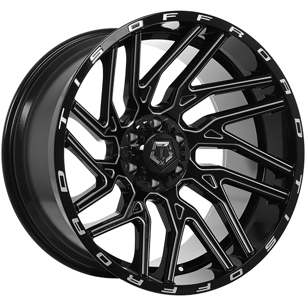TIS Wheels - 554BM - Black - Gloss Black - Milled Edge - 22" x 12", -44 Offset, 6x135/139.7 (Bolt pattern), 108.10mm HUB