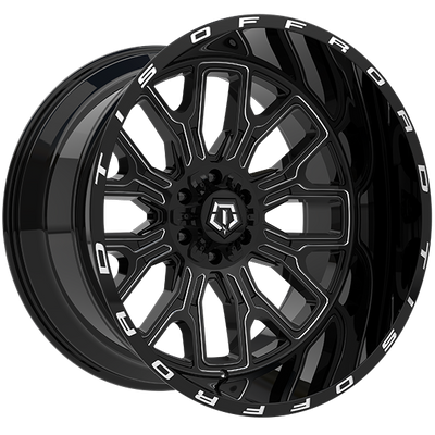 TIS Wheels - 560BM - Black - Gloss Black - Milled Edge - 20" x 10", -19 Offset, 5x139.7/150 (Bolt pattern), 110.10mm HUB