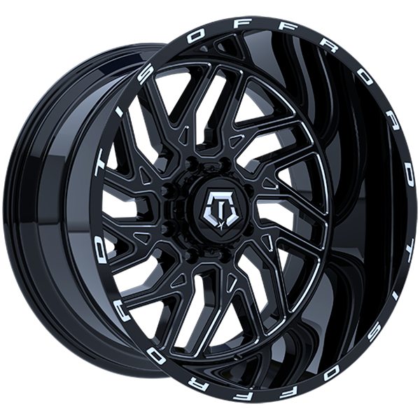 TIS Wheels - 544BM - Black - Gloss Black - Milled Edge - 22" x 12", -44 Offset, 5x127/139.7 (Bolt pattern), 78.10mm HUB