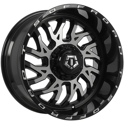 TIS Wheels - 544MB - Black - Gloss Black - Machined Face - 22" x 12", -44 Offset, 8x165.1 (Bolt pattern), 125.2mm HUB