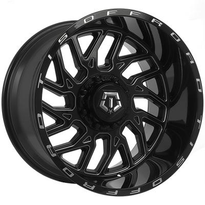 TIS Wheels - 544BM - Black - Gloss Black - Milled Edge - 20" x 12", -44 Offset, 8x165.1 (Bolt pattern), 125.2mm HUB