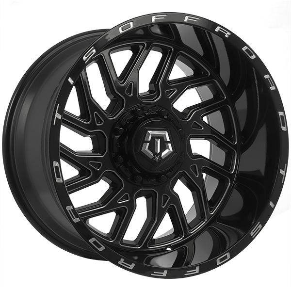 TIS Wheels - 544BM - Black - Gloss Black - Milled Edge - 20" x 12", -44 Offset, 8x165.1 (Bolt pattern), 125.2mm HUB