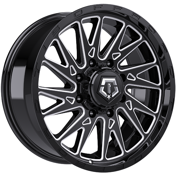 TIS Wheels - 547BM - Black - Gloss Black - Milled Edge - 22" x 10", -19 Offset, 8x180 (Bolt pattern), 124.3mm HUB