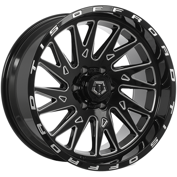 TIS Wheels - 547BM - Black - Gloss Black - Milled Edge - 22" x 12", -44 Offset, 6x135 (Bolt pattern), 87.10mm HUB