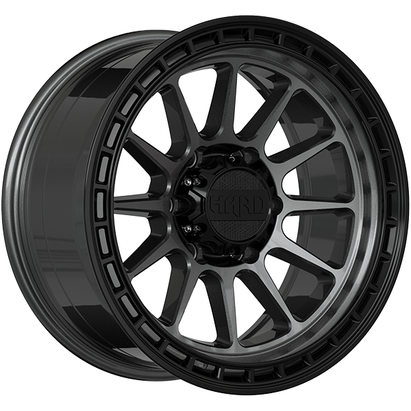 Ruffino HARD - MOJAVE - Grey - Satin Grey - Black Lip - 17" x 8.5", -6 Offset, 6x139.7 (Bolt pattern), 93.1mm HUB