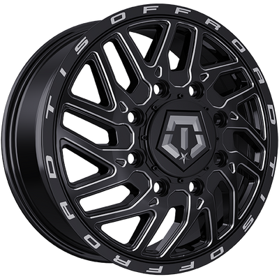 TIS Wheels - 544BM - Black - Gloss Black - Milled Edge - 20" x 8.5", 127 Offset, 8x210 (Bolt pattern), 154.3mm HUB