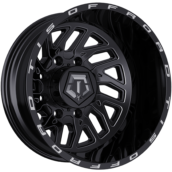 TIS Wheels - 544BM - Black - Gloss Black - Milled Edge - 20" x 8.5", -198 Offset, 8x210 (Bolt pattern), 154.3mm HUB