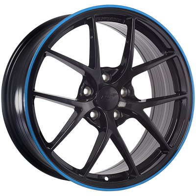 Dai Alloys - SKY - Black - Gloss Black - Blue Line - 17" x 7.5", 40 Offset, 5x114.3 (Bolt pattern), 67.1mm HUB
