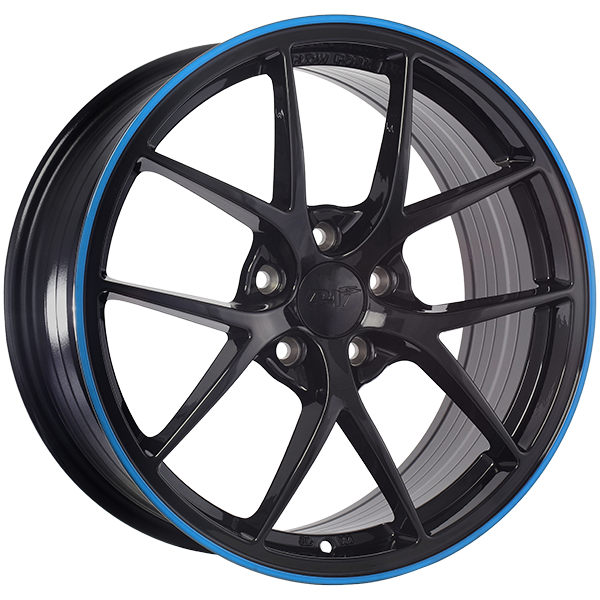 Dai Alloys - SKY - Black - Gloss Black - Blue Line - 17" x 7.5", 40 Offset, 5x114.3 (Bolt pattern), 67.1mm HUB