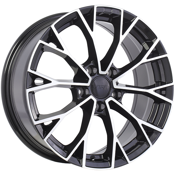 Art Replica Wheels - REPLICA 382 - Black - Gloss Black - Machined Face - 18" x 7.5", 45 Offset, 5x112 (Bolt pattern), 57.1mm HUB