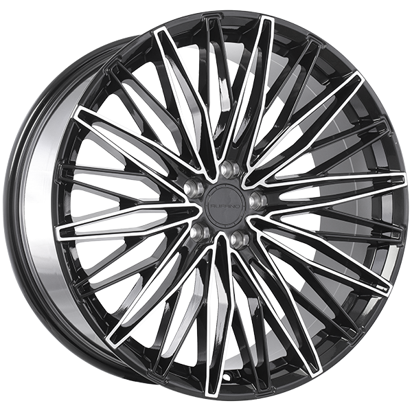 Ruffino Wheels - STELLARE - Black - Gloss Black - Machined Face - 20" x 9", 35 Offset, 5x112 (Bolt pattern), 66.6mm HUB