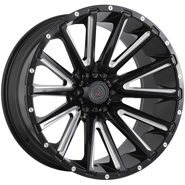 Forged Offroad - XR110 - Black - Gloss Black - Milled Edge - 20" x 12", -44 Offset, 6x139.7 (Bolt pattern), 108.1mm HUB