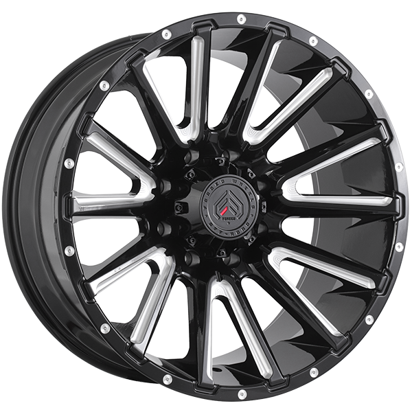 Forged Offroad - XR110 - Black - Gloss Black - Milled Edge - 22" x 10", -25 Offset, 8x165.1 (Bolt pattern), 121.3mm HUB
