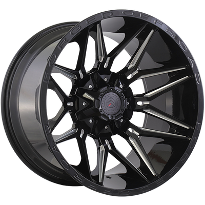 Forged Offroad - XR111 - Black - Gloss Black - Milled Edge - 20" x 12", -44 Offset, 6x135/139.7 (Bolt pattern), 108.1mm HUB