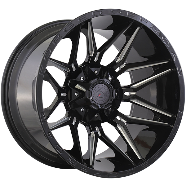Forged Offroad - XR111 - Black - Gloss Black - Milled Edge - 20" x 10", -12 Offset, 6x135/139.7 (Bolt pattern), 108.1mm HUB