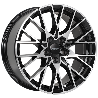 ART - Replica 166 - Black - Gloss Black - Machined Face - 18" x 8", 35 Offset, 5x120 (Bolt Pattern), 72.6mm HUB