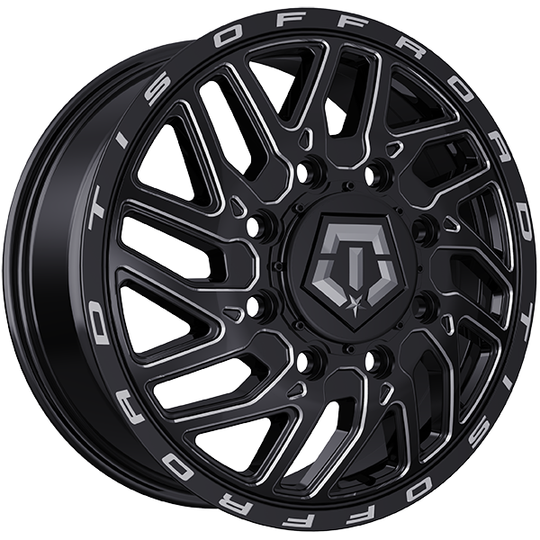 TIS Wheels - 544BM - Black - Gloss Black - Milled Edge - 20" x 8.5", 127 Offset, 8x165.1 (Bolt pattern), 121.7mm HUB