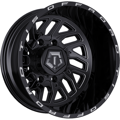 TIS Wheels - 544BM - Black - Gloss Black - Milled Edge - 20" x 8.5", -198 Offset, 8x165.1 (Bolt pattern), 121.7mm HUB