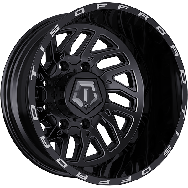 TIS Wheels - 544BM - Black - Gloss Black - Milled Edge - 20" x 8.5", -198 Offset, 8x165.1 (Bolt pattern), 121.7mm HUB