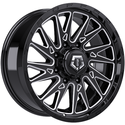 TIS Wheels - 547BM - Black - Gloss Black - Milled Edge - 22" x 12", -44 Offset, 8x180 (Bolt pattern), 124.1mm HUB