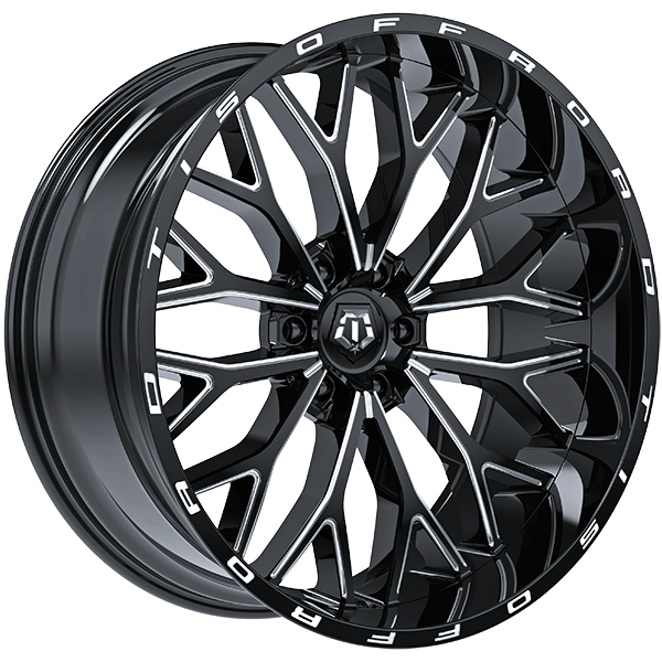 TIS Wheels - 565BM - Black - Gloss Black - Milled Edge - 20" x 9", 18 Offset, 6x139.7 (Bolt pattern), 106.1mm HUB