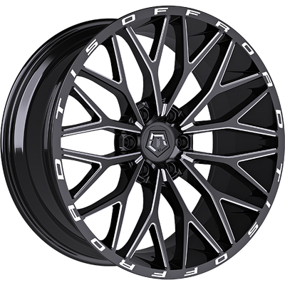 TIS Wheels - 566BM - Black - Gloss Black - Milled Edge - 20" x 12", -44 Offset, 6x139.7 (Bolt pattern), 106.1mm HUB