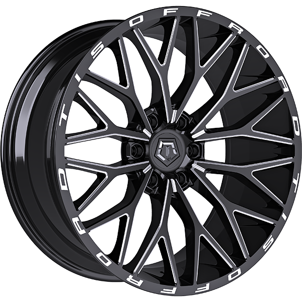 TIS Wheels - 566BM - Black - Gloss Black - Milled Edge - 22" x 12", -44 Offset, 6x139.7 (Bolt pattern), 106.1mm HUB