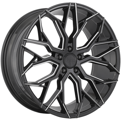 720 Luxury - LX6 - Black - Gloss Black - Milled Edge - 20" x 8.5", 35 Offset, 5x114.3 (Bolt pattern), 73.10mm HUB