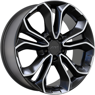 Art Replica Wheels - REPLICA 301 - Black - Gloss Black - Machined Face - 18" x 7.5", 45 Offset, 5x120 (Bolt pattern), 64.10mm HUB
