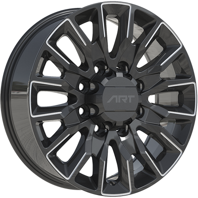 Art Replica Wheels - REPLICA 414 - Black - Gloss Black - Milled Edge - 20" x 8.5", 15 Offset, 8x165.1 (Bolt pattern), 116.70mm HUB