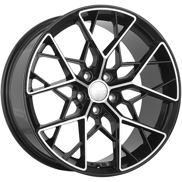 Ruffino Wheels - CORSA - Black - Gloss Black - Machined Face - 16" x 7", 40 Offset, 5x114.3 (Bolt pattern), 67.10mm HUB