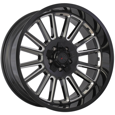 Forged Offroad - XR12 - Black - Gloss Black - Milled Edge - 20" x 10", -25 Offset, 5x127/139.7 (Bolt pattern), 77.80mm HUB